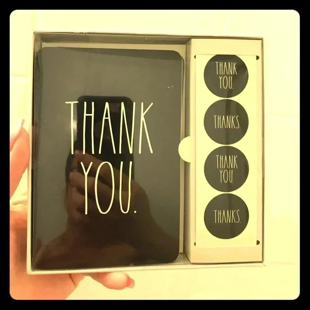 Rae Dunn Black Thank You Card Box